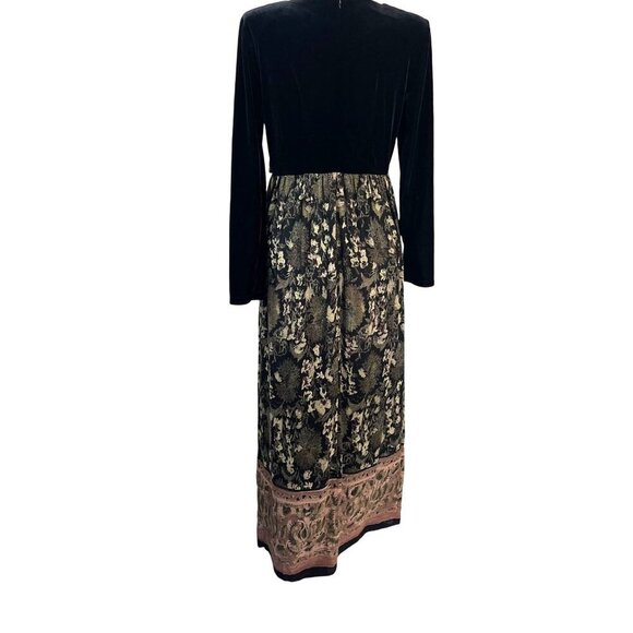 Vintage Carole Little Art Deco Boho Velvet Jacket Look Long Dress Size SMALL - Picture 2 of 10